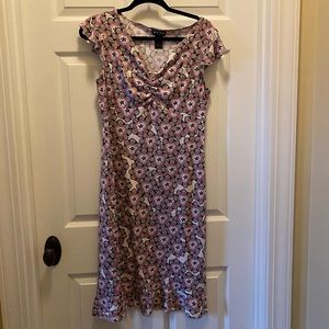Bcbg Paris Cap Sleeved A-Line Dress with ruffled hem